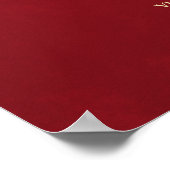 5 Table Crimson Red & Gold Wedding Seekarte Poster (Ecke)