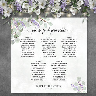 5 Table Wedding Seating Chart Eucalyptus Lavender Poster