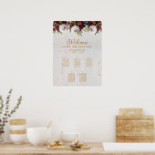 5 Tafelsitze Marmorplatte Burgundy White Peony Poster (Küche)
