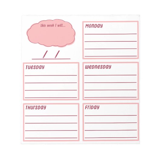 5-Tage-Planer Notizblock (Vorderseite)