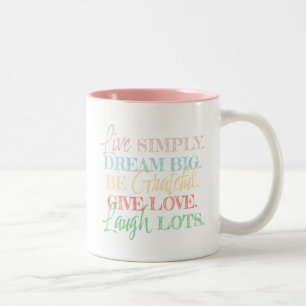 5 tägliche Erinnerungen: Inspirierende Worte der W Zweifarbige Tasse
