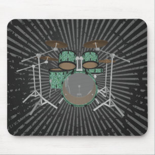 5-teiliges Schlagzeug-Set - Benutzerdefinierte grü Mousepad