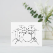 5-teiliges Trommelkit: Schwarz-Weiß-Zeichn: Postkarte (Stehend Vorderseite)