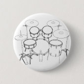 5-teiliges Trommelkit: Schwarzweiß-Zeichn: Button (Vorderseite)