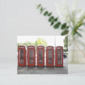 5 Telefonzellen in London Postkarte (Stehend Vorderseite)