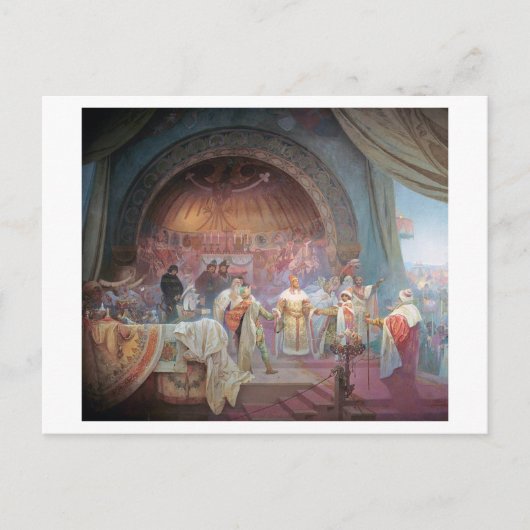 5 The Bohemisch King Premysl Otakar II., Mucha Postkarte (Vorderseite)