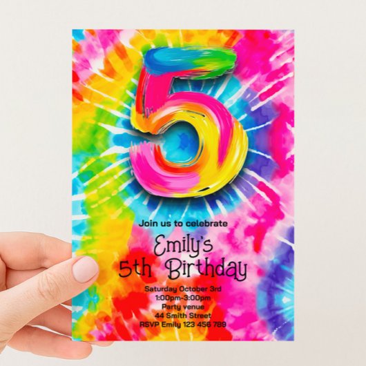 5. Tie Dye Geburtstag Einladung