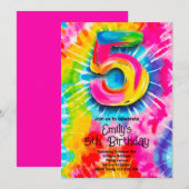 5. Tie Dye Geburtstag Einladung (Vorne/Hinten)