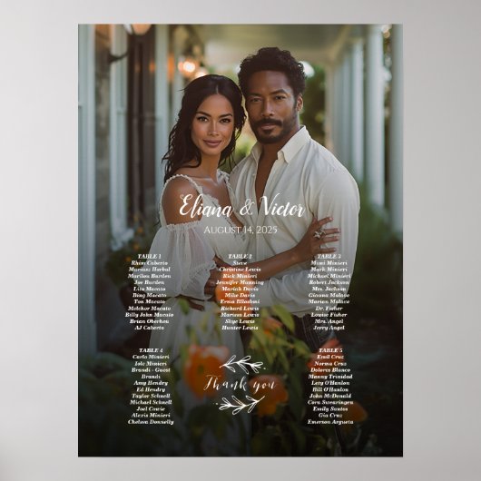 5 Tische elegante Hochzeitskarte für Fotos Poster (Vorne)