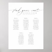 5 Tische Willkommenssitzplan Moderne Schrift Poster (Vorne)