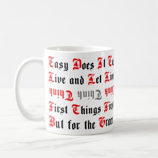 5 Traditionelle Sobriety Slogans Tasse (Links)