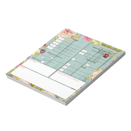 5 und 1 Food Journal Floral and Wood Design Notepa Notizblock (Rotiert)
