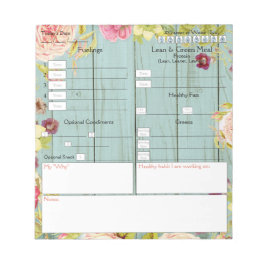 5 und 1 Food Journal Floral and Wood Design Notepa Notizblock