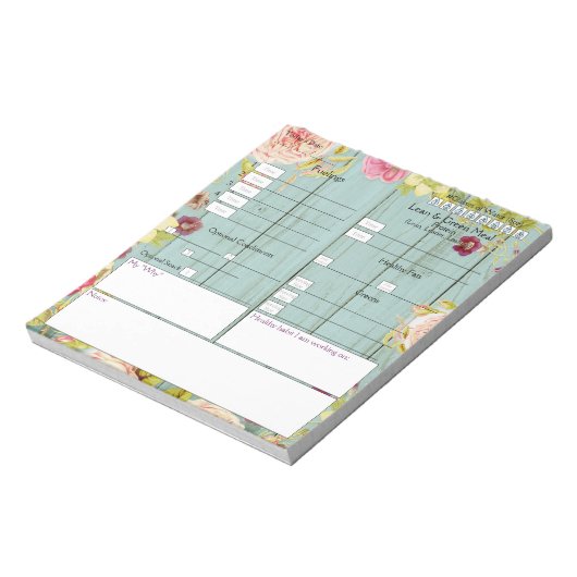 5 und 1 Food Journal Floral and Wood Design Notizblock (Rotiert)