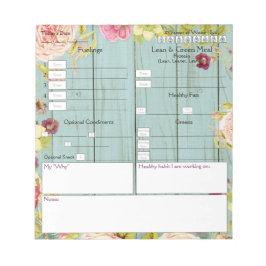 5 und 1 Food Journal Floral and Wood Design Notizblock