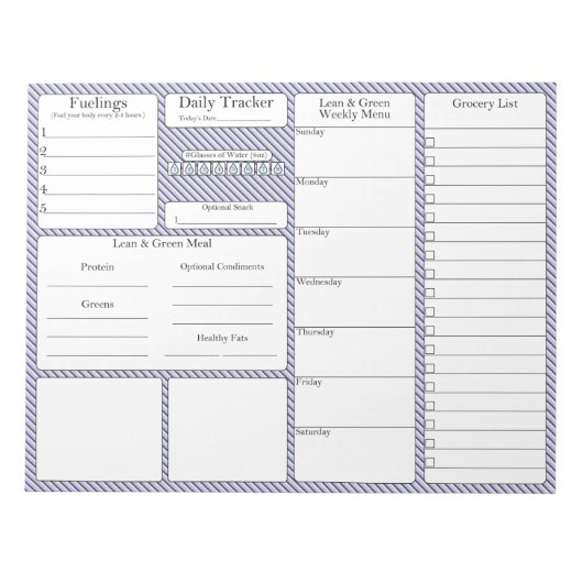 5 und 1 Lebensmittelspur | Speiseplan | Lebensmitt Notizblock (Vorderseite)