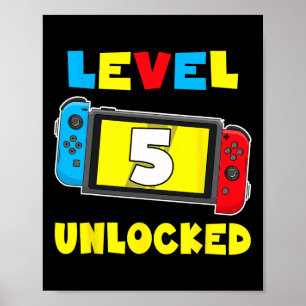 5 Unlock 5. Geburtstag Shirt Videospiel 5 Jahre Ol Poster