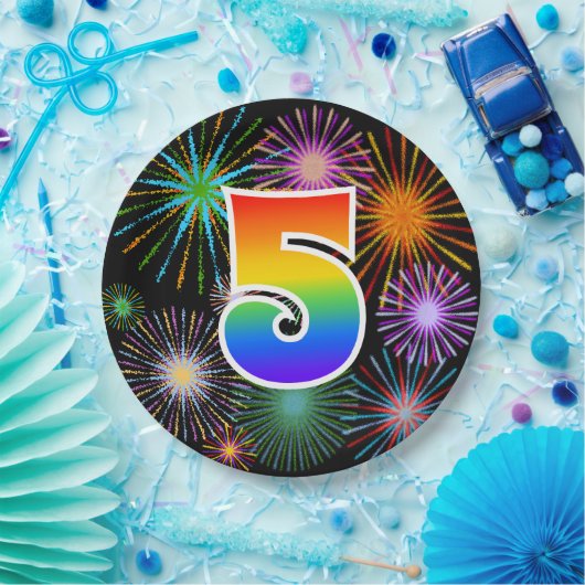 5. Veranstaltung - Spaß, farbenfroh, kühl, Regenbo Pappteller (Party)