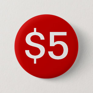 $5 Verkäufer/Verkaufs-Knopf Button