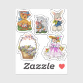 5 Vintage Easter Stickers Aufkleber (Blatt)