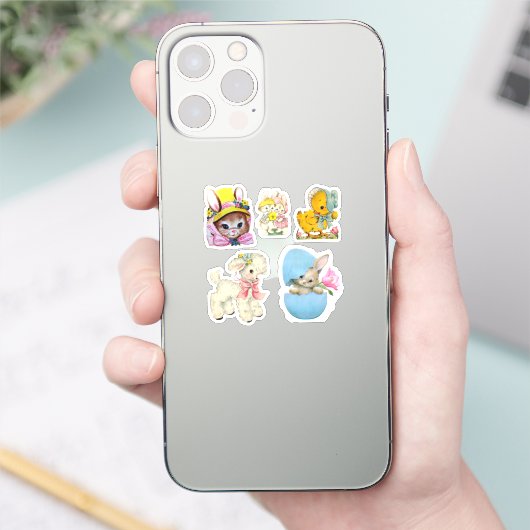 5 Vintage Easter Stickers Aufkleber (Telefon)