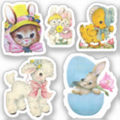 5 Vintage Easter Stickers Aufkleber (Vorderseite)