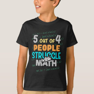 5 von 4 Menschen kämpfen mit Mathe Vintage Nerd T-Shirt