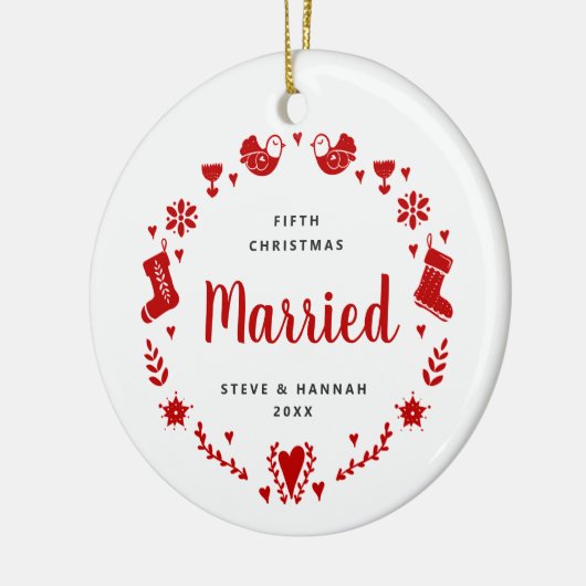 5. Weihnachten Verheirateter Personalisierter Feie Keramik Ornament (Links)
