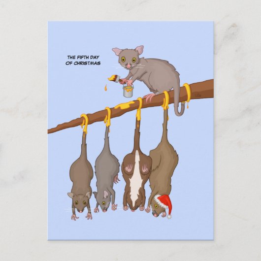 5. Weihnachtsfeiertag (5 Goldene Ringe) Postkarte (Vorderseite)