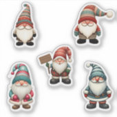 5 Weihnachtsgnomen Aufkleber (Vorderseite)