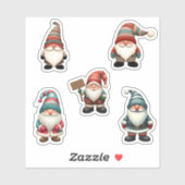 5 Weihnachtsgnomen Aufkleber (Blatt)