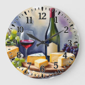 #5  Wein und Käse Große Wanduhr (Vorderseite)