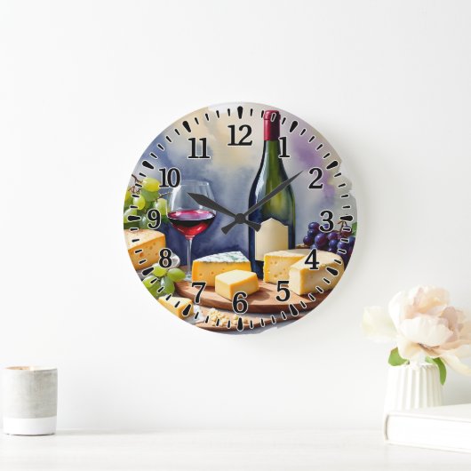 #5  Wein und Käse Große Wanduhr (Zuhause)