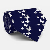 5 weiße Schmetterlinge Krawatte (Gerollt)