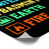 5 wichtige Elemente Luft Wasser Badminton Erde Feu Poster (Ecke)