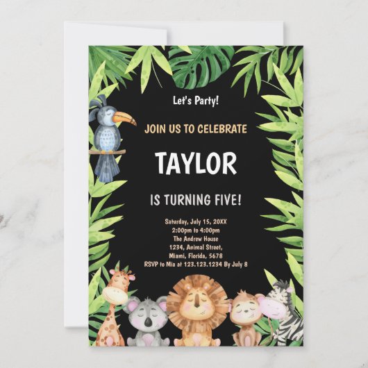 5. Wilde Einladung zum Geburtstag (Vorderseite)