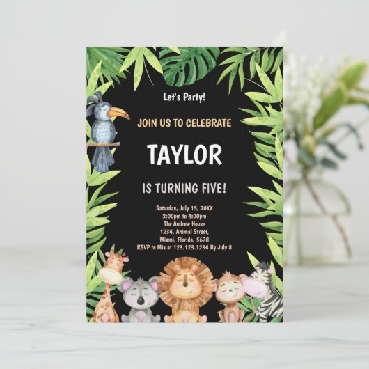 5. Wilde Einladung zum Geburtstag (Stehend Vorderseite)