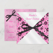 5"x5" Quadrat Rosa und Schwarz förmliche Einladung (Vorne/Hinten)