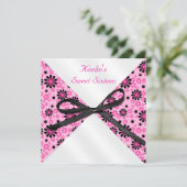 5"x5" Quadrat Rosa und Schwarz förmliche Einladung (Stehend Vorderseite)
