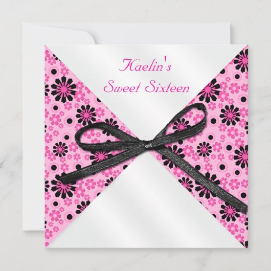 5"x5" Quadrat Rosa und Schwarz förmliche Einladung (Vorderseite)