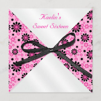 5"x5" Quadratische rosa und schwarze formelle Einl Einladung