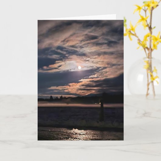 5"x7" Faltkarte | Icy Moonlight Reflection Karte (Gelbe Blume)