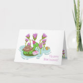 5"x7" Schildkröte mit Party Hat & Geschenk Geburts Karte (Vorderseite)