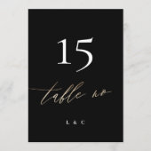 5 x 7 Black Gold Calligraphy Wedding Tischnummer (Vorderseite)