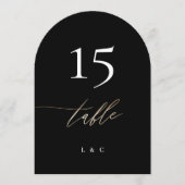 5 x 7 Black Gold Calligraphy Wedding Tischnummer (Vorderseite)