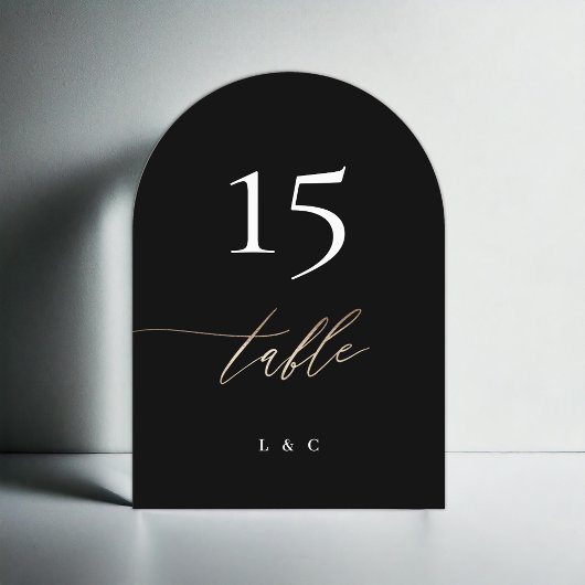 5 x 7 Black Gold Calligraphy Wedding Tischnummer
