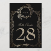 5 x 7 Black Gold Ebony Wreath Wedding Tischnummer (Vorderseite)