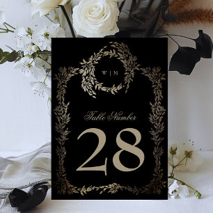 5 x 7 Black Gold Ebony Wreath Wedding Tischnummer