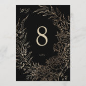 5 x 7 Black Gold Florals Wedding Table Number Einladung (Rückseite)