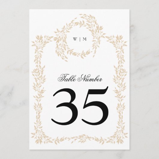 5 x 7 Blush Wappen Elegante Hochzeiten Tischnummer (Vorderseite)